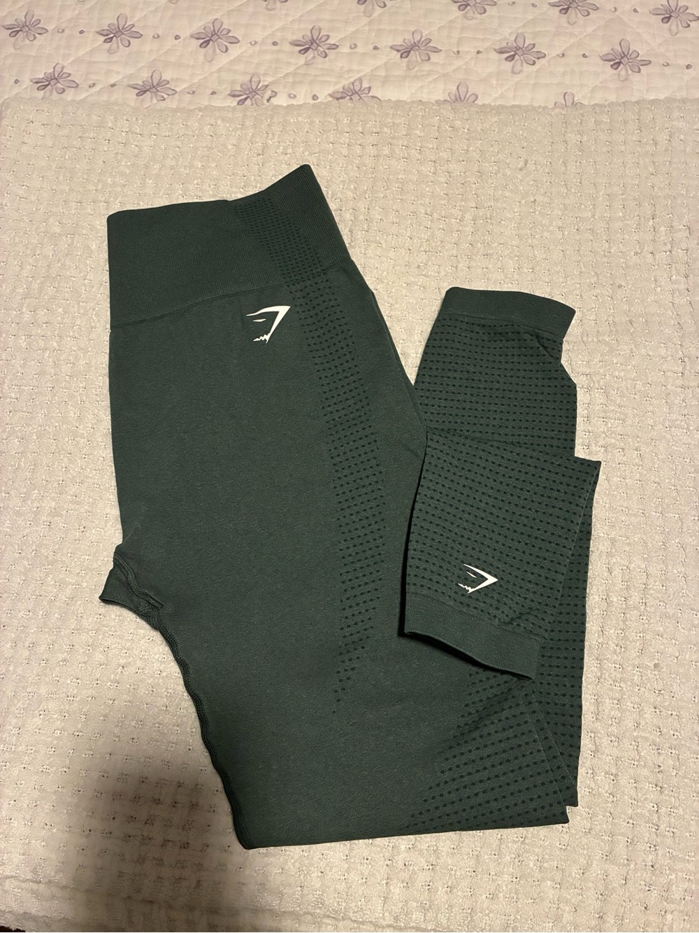 Gymshark Dark Green Seamless Leggings with Logo